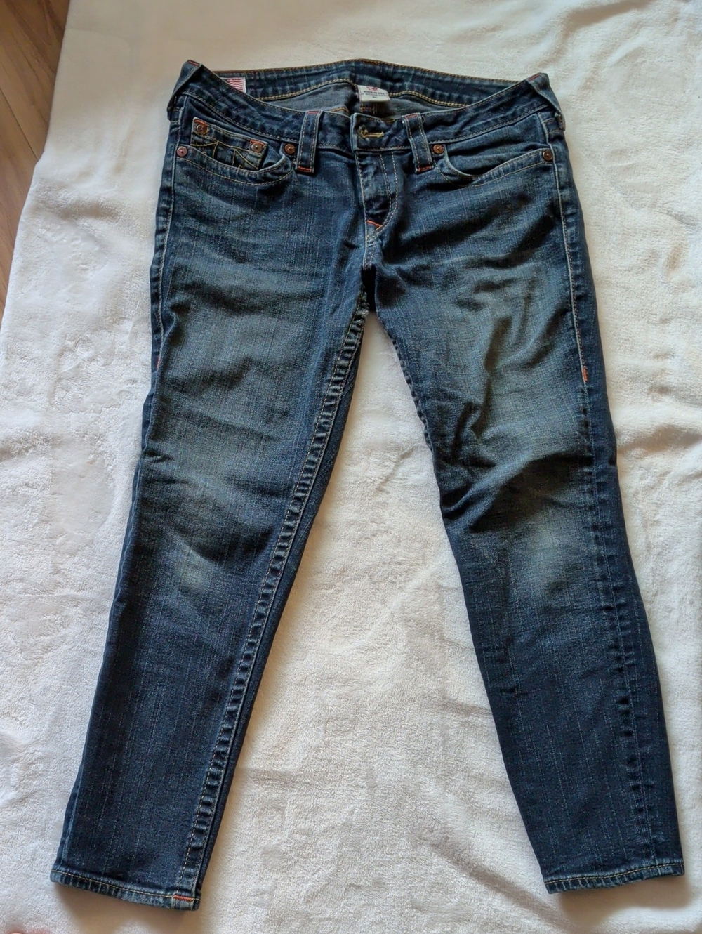 True Religion Dark Blue Cropped Skinny Jeans